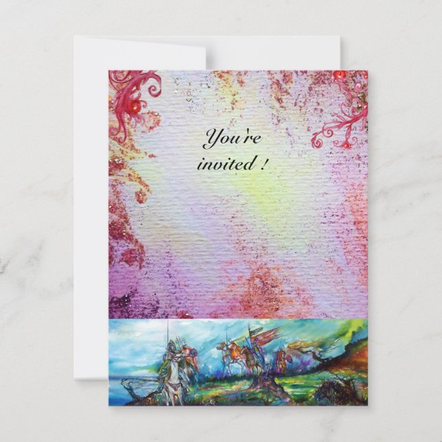 Convites RIDERS IN STORM Medieval Knights Horseback Puro (Frente)