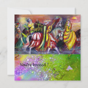 Convites RIDERS NA NOITE, brilhos verdes roxos rosa