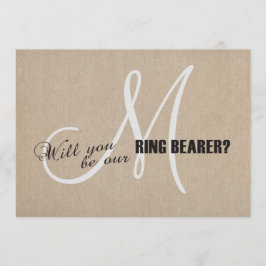 Convites Ring Bearer do Monograma de Casamento de Canvas Li