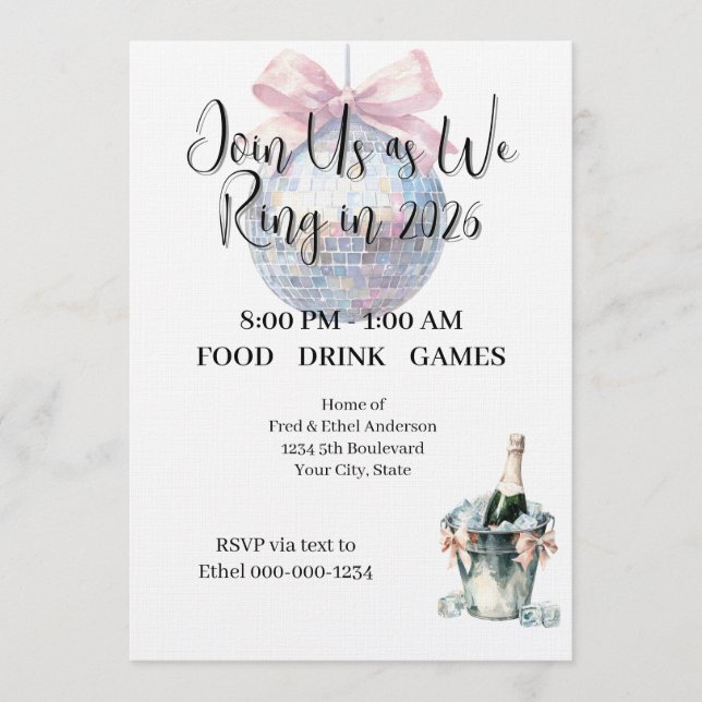 Convites Ring in 2026 New Year's Eve Watercolor Party (Frente)