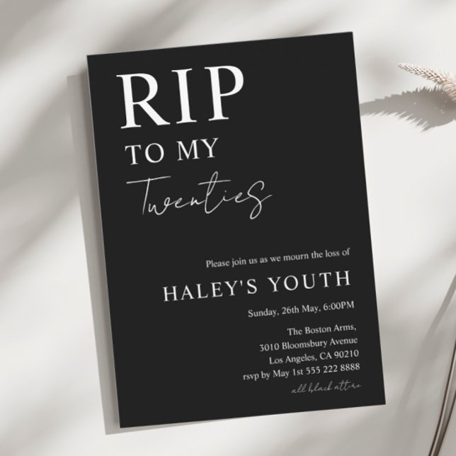 Convites RIP 20 anos aniversário de 30 anos moderno simples (Criador carregado)