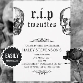 Convites RIP 20 Anos Vinte Anos Divertido Funeral Caveira 3