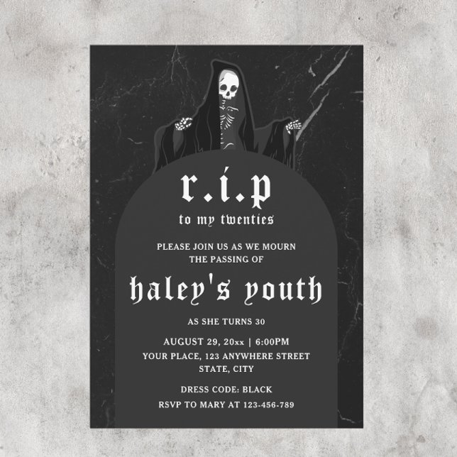 Convites RIP 20 e 20 anos aniversário de 30 anos funerário  (Criador carregado)