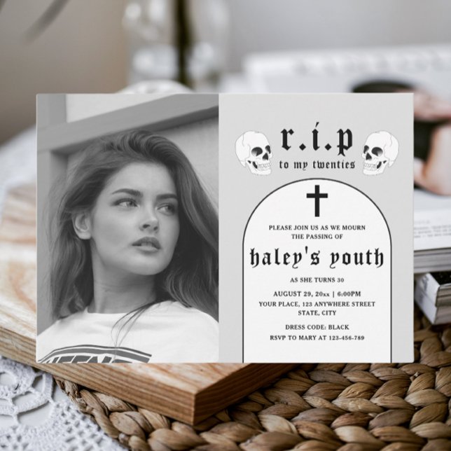 Convites RIP 20 e 20 anos Foto engraçada aniversário de 30  (Criador carregado)