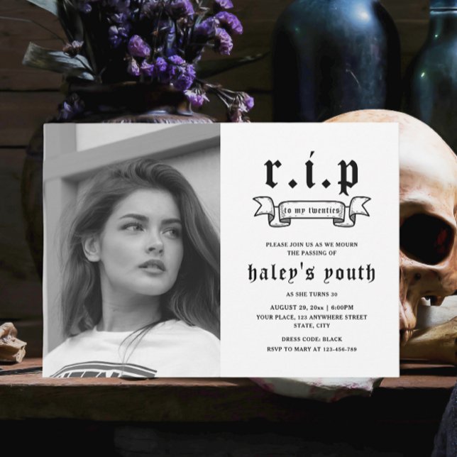 Convites RIP 20 e 20 anos Foto engraçada aniversário de 30  (Criador carregado)