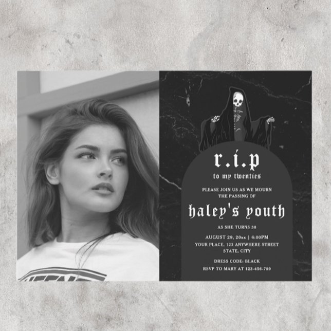 Convites RIP 20 e 20 anos Foto engraçada aniversário de 30  (Criador carregado)