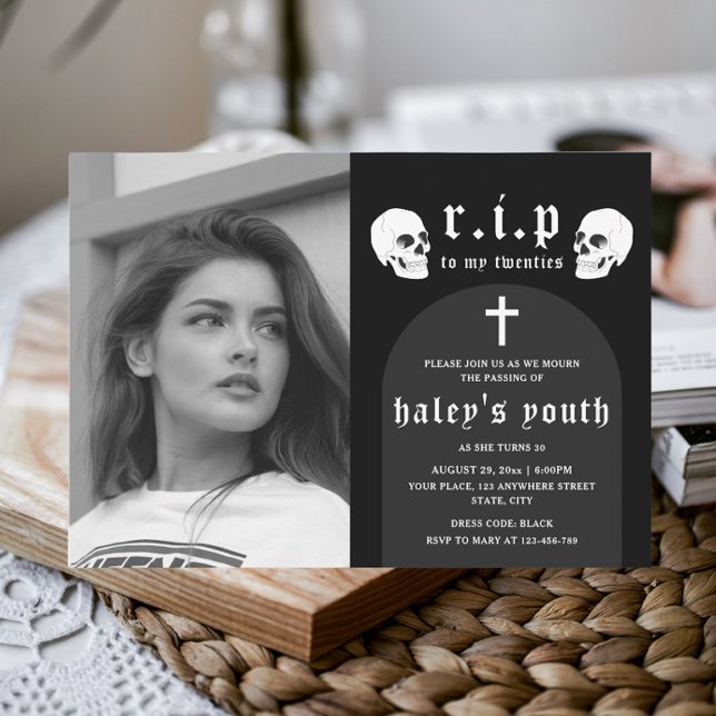 Convites RIP 20 e 20 anos Foto engraçada aniversário de 30  (Criador carregado)