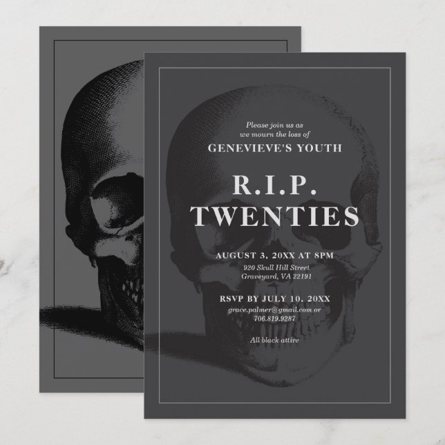 Convites RIP 20 RIP Vinte RIP Juventude Festa da Morte (Frente/Verso)