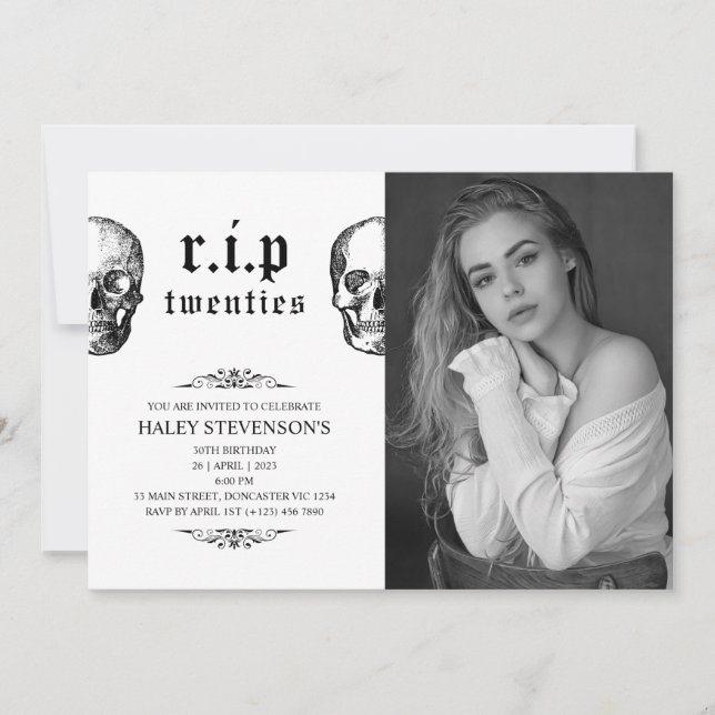 Convites RIP 20s 20s Foto do aniversário de 30 anos de Cave (Frente)