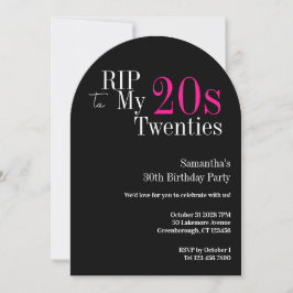 Convites RIP 20s 30th Birthday Party Black Pink