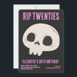 Convites RIP 20s Festa de aniversário de 30 anos do crânio<br><div class="desc">RIP 20s Festa de aniversário de 30 anos do crânio preto rosa engraçado</div>