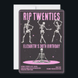 Convites RIP 20s Festa de aniversário de 30 anos do crânio<br><div class="desc">RIP 20s - Festa de aniversário de 30 anos do Skeleton preto,  rosa,  engraçado</div>