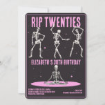 Convites RIP 20s Festa de aniversário de 30 anos do crânio<br><div class="desc">RIP 20s - Festa de aniversário de 30 anos do Skeleton preto,  rosa,  engraçado</div>