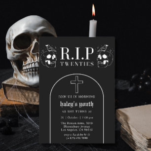Convites RIP 20s Vinte Anos Esqueleto Preto Assustador 30º 