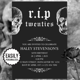 Convites RIP 20s Vinte Anos Piada de Caveira Funeral de 30 