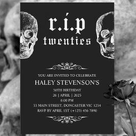 Convites RIP 20s Vinte Anos Piada de Caveira Funeral de 30 
