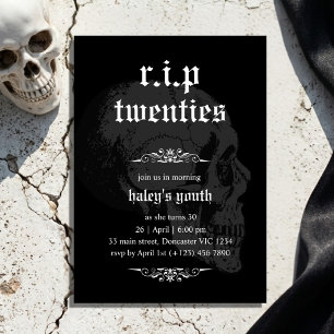 Convites RIP 20s Vinte Goth Crânio Funeral 30º Aniversário