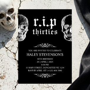 Convites RIP 30 Anos Crânio Divertido Funeral 40º Aniversár