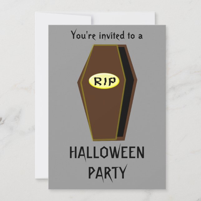 Convites RIP Coffin do Doom Halloween Party Personalizável (Frente)