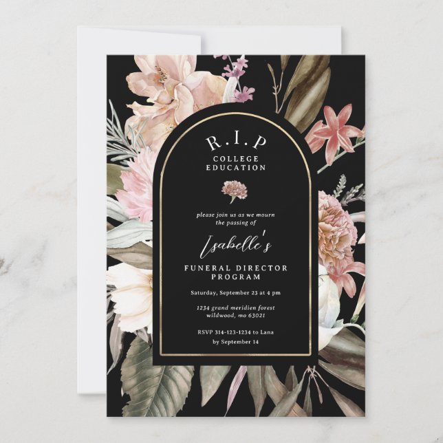 Convites RIP Educação Universitária Diretor de Funerais (Frente)