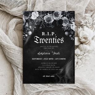 Convites RIP Floral 20s Morte ao meu aniversário de 30 anos