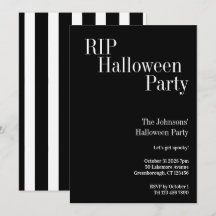 RIP Halloween Party Black and White Stripe