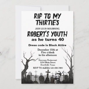 Convites RIP Para os Meus Trinta ou Festa de Aniversário de