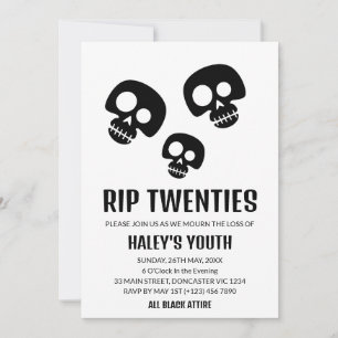 Convites RIP Vinte Anos Crânio Divertido Funeral 30º Aniver