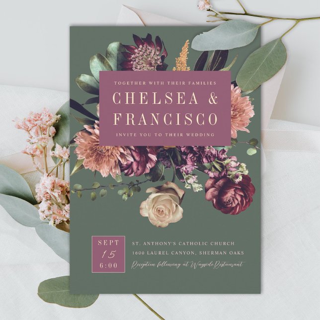 Convites Riqueza do Primavera de Casamento Verde Roxo Color (Criador carregado)