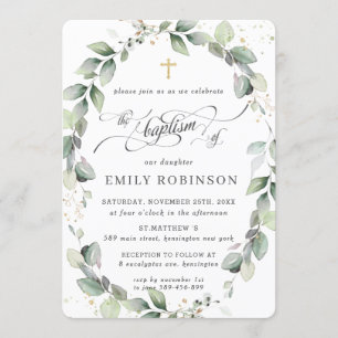 Convites Riqueza Russo Folhagem Foliage Era Dourado Batismo