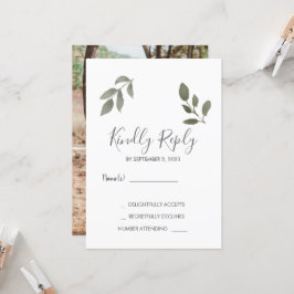 Convites Ritis elegante folhas botânicas foto Casamento RSV