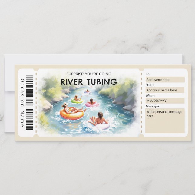 Convites River Tubing Gift Certificate (Frente)
