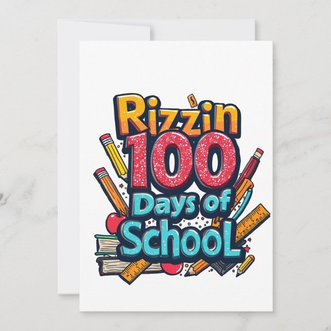 Convites Rizzin 100 dias de escola Gen Alpha Engraçado (Frente)