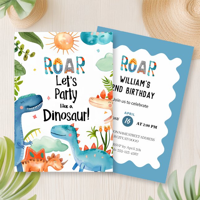 Convites ROAR! Dinosaur Birthday Party (Criador carregado)