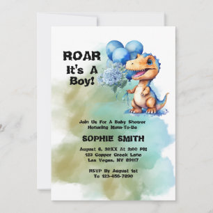 Convites Roar É Um Chá de fraldas De Dinossauro T-Rex