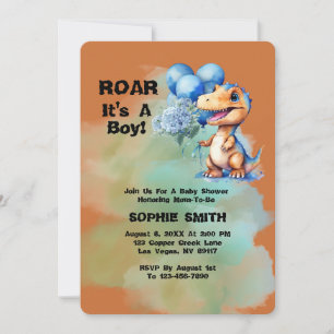 Convites Roar É Um Chá de fraldas De Dinossauro T-Rex