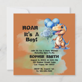 Convites Roar É Um Chá de fraldas De Dinossauro T-Rex Boy