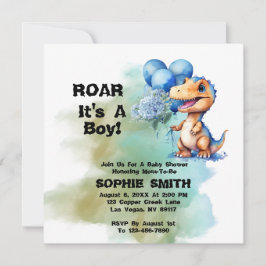 Convites Roar É Um Chá de fraldas De Dinossauro T-Rex Boy