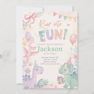Convites Roar Into Fun Dinosaur Invitation Editable