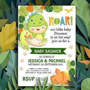 Convites Roar It's A Dinosaur Baby Shower Invitation