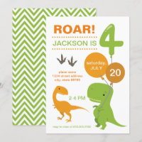 Roar, sou Quatro Dinossauro Verde Quarto Aniversár