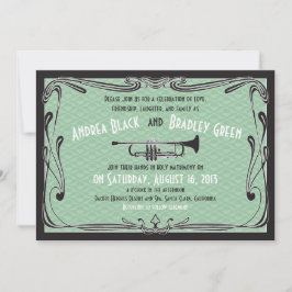 Convites Roaring 20s 20 Trumpet Mint Green Wedding