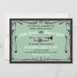 Convites Roaring 20s 20 Trumpet Mint Green Wedding