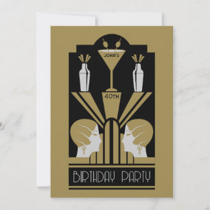 Convites Roaring Twties Art Deco Birthday