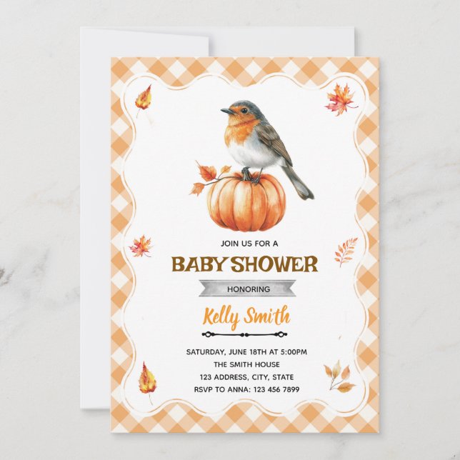 Convites Robin Baby Shower Invitation (Frente)