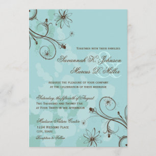 Convites Robin Egg Blue Brown Convocações para Casamento Fl