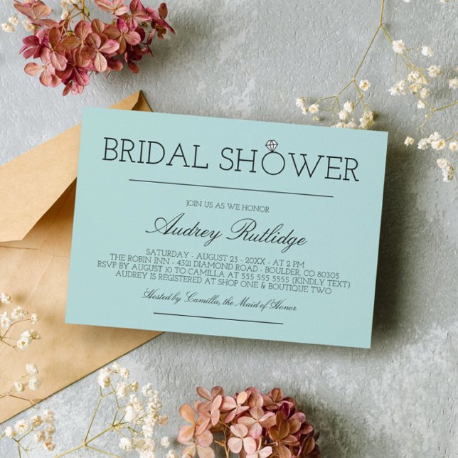 Convites Robin's Egg Blue - Diamond Ring - Chá de panela (Criador carregado)