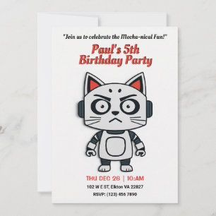 Convites Robo Cat Festa de aniversário - Futurística divers