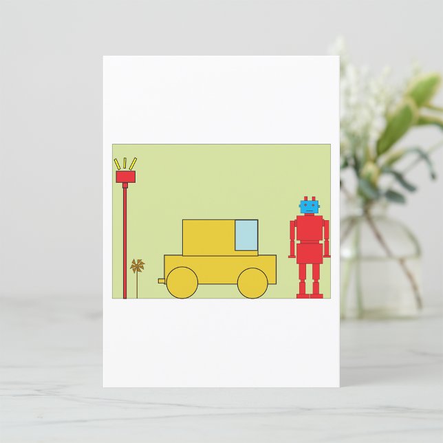 Convites Robô Retro E Carro (Criador carregado)
