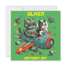 Robô Retro Personalizável e Gato no Espaço